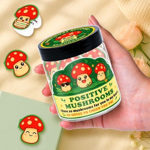 60 Mushroom Gifts for Women - Positive Mushroom Cards Jar, Daily Affirmation Cards For Womens, Girls - Emotional