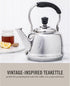 2 Martha Stewart Kingstree Large Qt Stainless Steel Tea Kettle Heavy Gauge Durable Whistling Tea Kettle for Stove Top