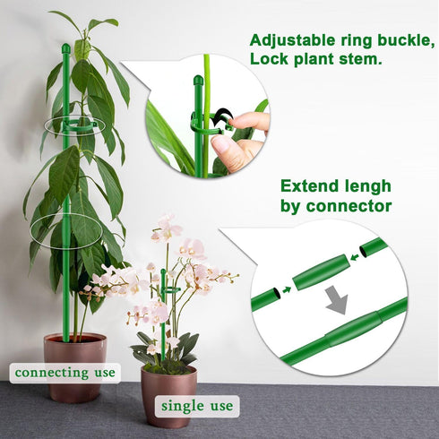 17inch &11inch 16Pcs 20 Plant Stakes SupKing Adjustable Length Plant Support Stake Orchid Stick with Clips for Indoor