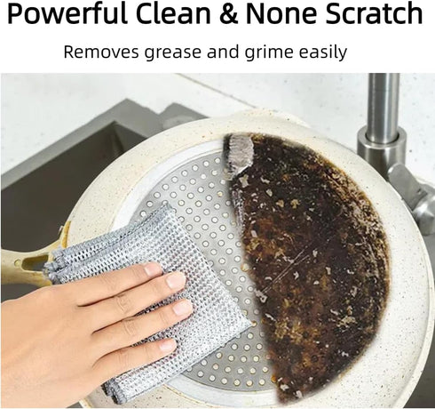 10PCS Rags Dishwash Cleaning Wire Dishcloth, Non-Scratch Kitchen Washcloths for Washing Dishes, Multipurpose Wire Dishwashing Rag for Wet and Dry(Double Layer) by neogor