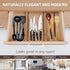 Large Bamboo Drawer Organizer - Expandable Kitchen Drawer Dividers (17" - 21.5") - 6 Pack Adjustable Separators
