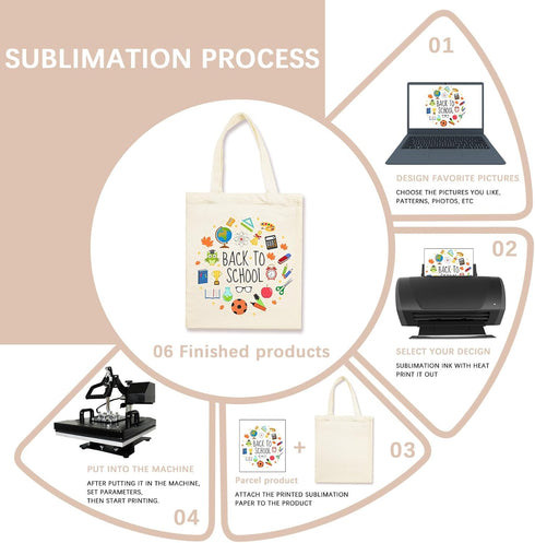 ORJ 13 15 inch * Sublimation Blank Canvas Bags Bulk,Tote Bags for Sublimation, Canvas Tote Bags DIY Custom Shopping Bag