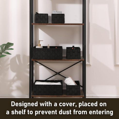 Drawer Organizer Bins, Woven Storage Box Set of 6, Stackable Cube Baskets for Organizing Drawers and Shelves.