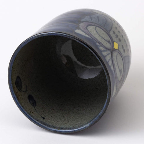 ????(Saikaitoki) Hasamiyaki 83972 Yunomi Cup - Large, Hand-painted Owl Pattern, Blue