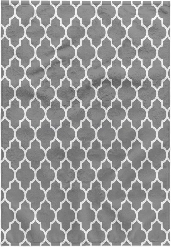 3D Rose Dark Gray Quatrefoil Pattern - Grey Moroccan Tiles - Modern Stylish Geometric Clover Lattice Towel, 15 x 22