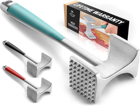 Zulay Professional Meat Tenderizer Tool - Heavy Duty 10” Mint Dual Sided Mallet with Comfort Grip Handle