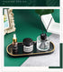 Jewelry Organizer Tray, Oval Resin Dish for Bathroom Kitchen Dresser, Ring Holder Cosmetic Organizer - Black & Gold