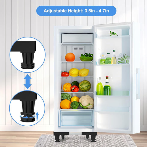 Mini Fridge Stand Adjustable Universal Base - Washer Dryer Pedestal for Refrigerator, Washing Machine, Black