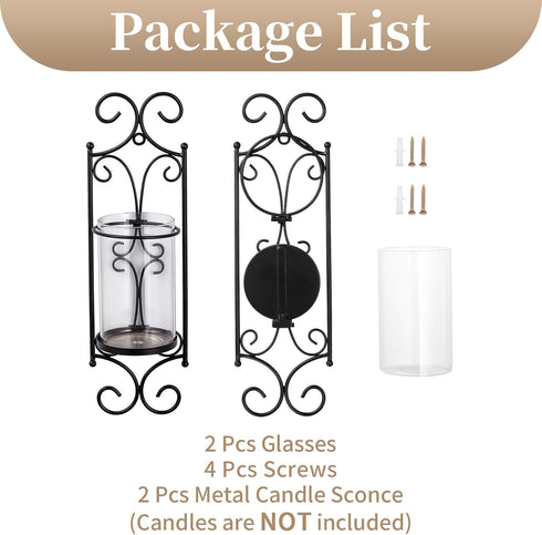 Set 2 Sziqiqi Candle Sconces - of Black Candle Holders for Pillar Contemporary Wall Decorations Sconce Decorative Metal