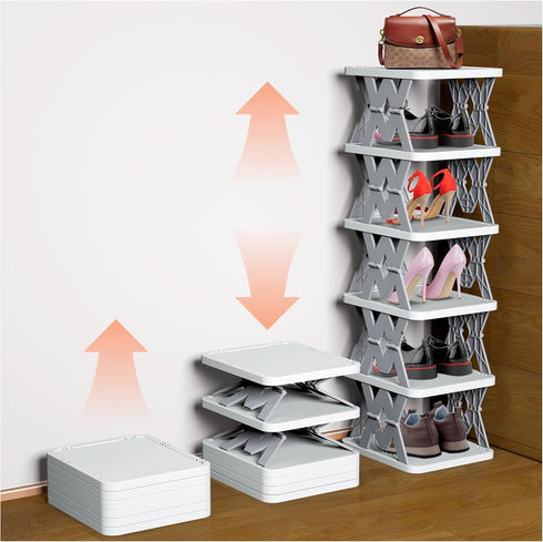 Shoe Rack, 6 Tier Shoe Organizer Without Assembly, Foldable Small Shoe Rack