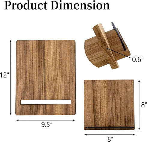 Wooden Cookbook Stand Cutting Board | Adjustable Recipe Holder with Pull-Out Stand