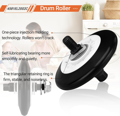 Upgraded Dryer Repair Kit for LG Kenmore Gas Dryer, Includes Drum Roller, Belt, and Idler Pulley by NISHCON