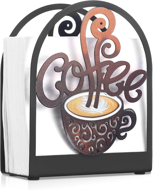 Cinnvoice Coffee Metal Napkin Holder Kitchen Decorative Paper Towel Stand Small Napkins Holder