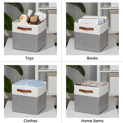 DULLEMELO Cube Storage Basket for Shelves, Collapsible Fabric Storage Cubes for Office, Bedroom, Toys, with Handles