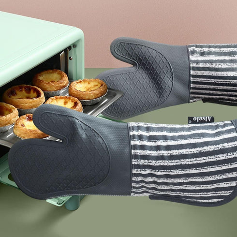 Silicone Oven Mitts Heat Resistant 932?, Set of 2 Extra Long Kitchen Mittens for Baking and Cooking