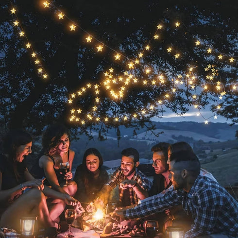 Runleo 20 40 8 Star String Lights Battery Operated, FT LED Modes Timer Warm White Twinkle Lights Hanging Fairy Light