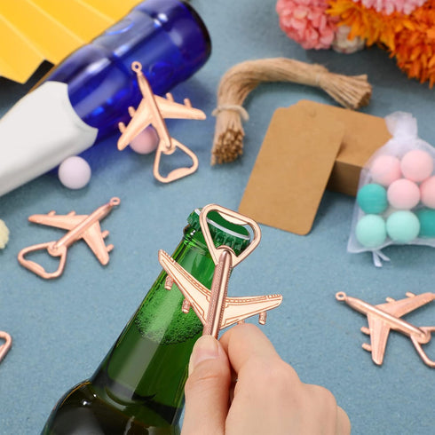 50 Pcs Airplane Bottle Opener Air Plane Beer Opener Aviation Veteran Opener Baby Shower Bottle Opener with Kraft Escort