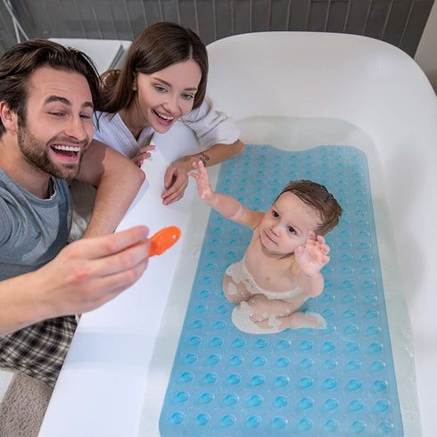 16 39 ROSMARUS Shower Mat Extra Long x Non-Slip Bath Mat for Tub with Suction Cups and Drain Holes Bathtub Mats