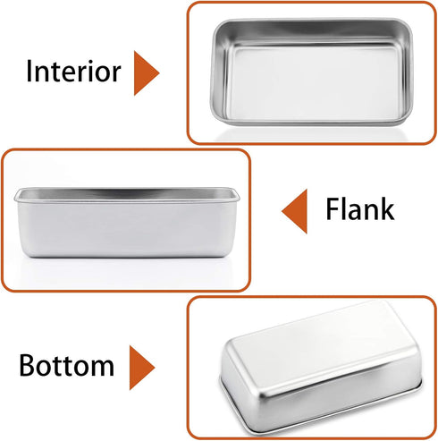 P&P CHEF 9 Inch Loaf Pan, Stainless Steel Bread Baking Pan, Non Toxic Bakeware for Bread, Cake, Lasagna