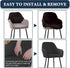 2PCS) Velvet Curved Back Dining Room Chair Covers with Arms Stretch Swivel Bar Stool Chair Slipcover with Armrest