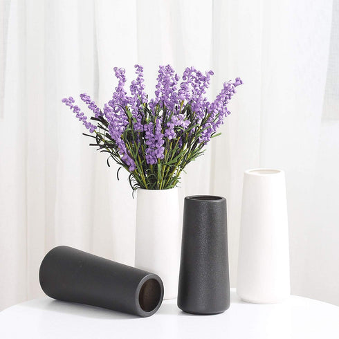 VanEnjoy 7" Minimalist Black Ceramic Vases - Home Office Decoration Frosting Finish Vase (Medium Plain)