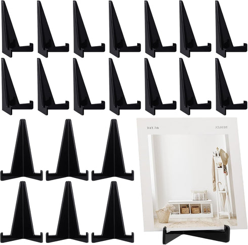 Bucherry 20 Pcs Triangle Acrylic Easel Stands for Display, Mini Picture Frame Stand, Plate Holders for Weddings, Home