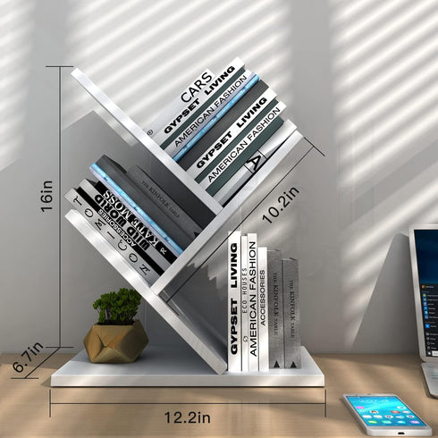 Godferyxin Tree Bookshelf, 3-Tier Floor Standing Bookcase for Office, Home, and School (White)