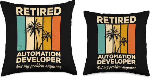 Retired Automation Developer Throw Pillow, Multicolor, 18x18