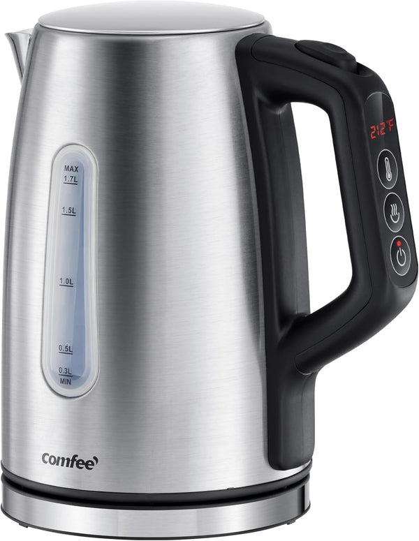 COMFEE' Stainless Steel Electric Kettle, Temperature Control with 6 Presets, 1-Hr Keep