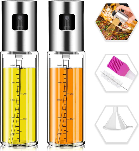 NORBASE Oil Sprayer for Cooking, 2 Pack Upgraded Olive Oil Spray Bottle Mister