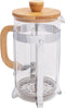 Elanze Designs Natural Woodgrain 600 mL Glass Chrome Plated Bamboo Wood French Press Coffee Maker