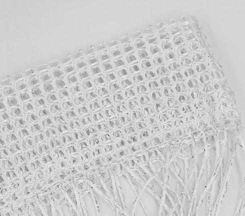 1x2 M Door String Curtain - Rare Flat Silver Ribbon Thread Fringe Window Panel Room Divider for Wedding