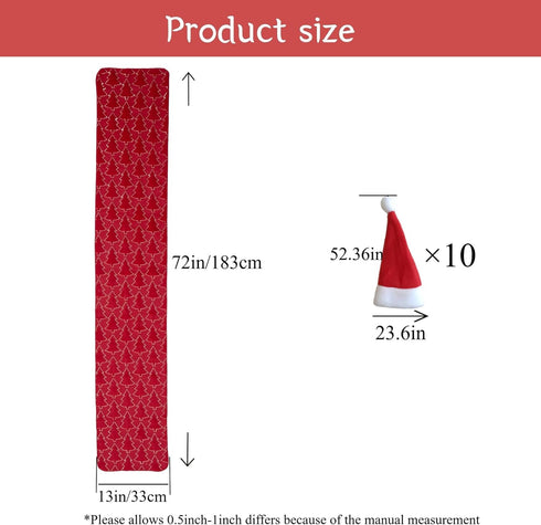 72 Inches SHUNJIE Red Farmhouse Soft Faux Fur Table Runner with Sequined Christmas Trees , Long Runners Holiday Winter