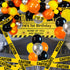 74 Pack 12Inch 5Inch Set Quarantine Balloon Garland & Arch Kit, Black, Orange, Yellow, Silver Latex Balloons Strip
