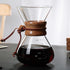 TOPINCN Double Layer Filter V Spout Wooden Sleeve Pour Over Coffee Maker 400ml Capacity, Clear Scale Glass Material