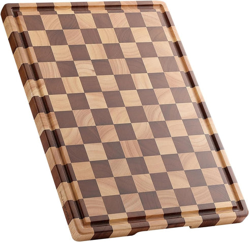 Acacia Wood Cutting Board for Kitchen Chopping Board with Grooves & Handles,
