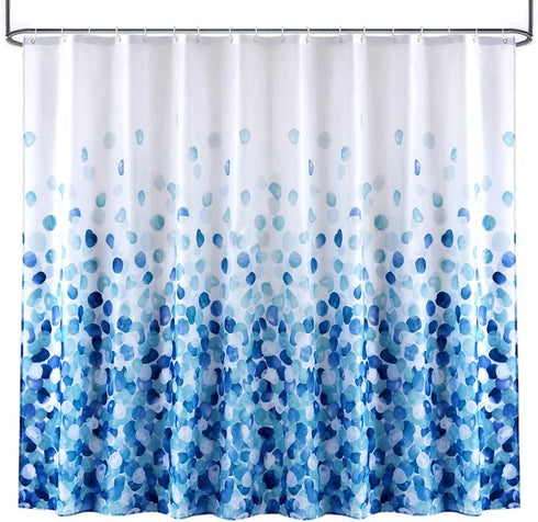 ARICHOMY Polyester Shower Curtain Set, Farmhouse Bathroom Fabric Fall Curtains, Waterproof, Standard Size 72 by 72, Blue