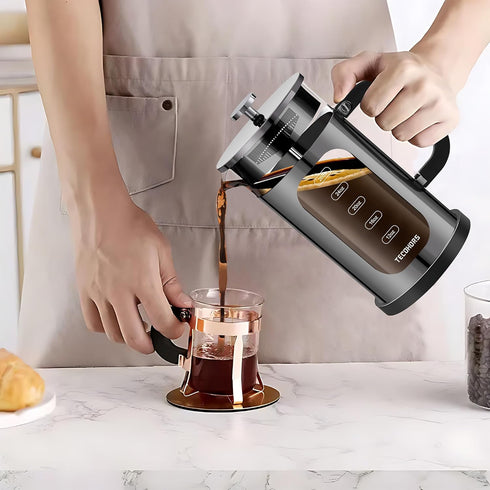French Press Coffee Maker, 34oz / 1 Quart, 304 Stainless Steel, with 4 Filters System, Heat Resistant Glass