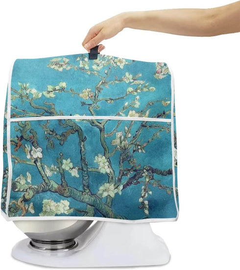 Almond Blossoms Tree Oil Painting Mixer Cover Dustproof Washable Mixer Cover Protection with Handle Pockets Home Kitchen Appliance Cover Stain Resistant Mixer Cover Organizers Cover