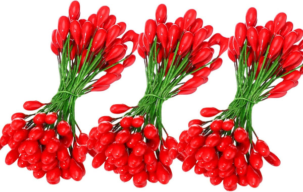 BBTO Pack of 400 Red Artificial Holly Berries, Christmas Fake Fruit Berries