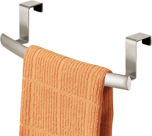 mDesign Steel Over Door Curved Towel Bar Storage, Hanger for Cabinet or