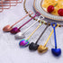 Rolin Roly 7Pcs Colourful Shovel Spoons, Rainbow Stainless Steel Dessert Spoon Set for Mixing Drinks
