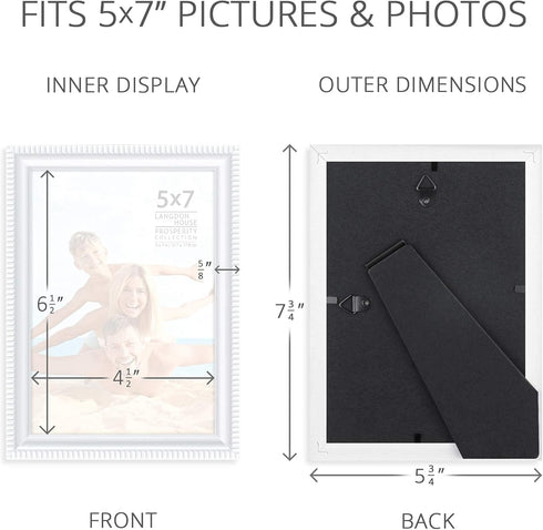 Langdon House 5x7 Picture Frames (White, 12 Pack), Contemporary Frame Set for Wall Mount or Table Top, Prosperity