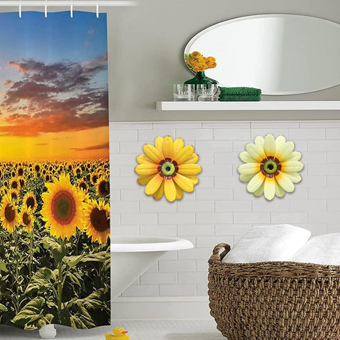 YEAHOME 10'' Sunflower Wall Decor, Metal Flower Art for Indoor or Outdoor, Set of 2 Wall Sculptures