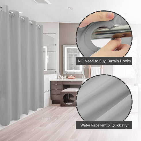 71x74 River Dream No Hook Hotel Cloth Grey Shower Curtain Soft Microfiber & Waterproof - Fabric Shower Curtain