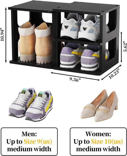 5 Closet HAIXIN Shoe Organizer Rack for Small Spaces Tier Plastic Vertical Narrow Shelves for Black Shoe Holder, Stand
