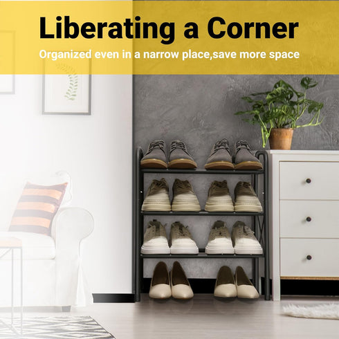 Shoe Rack for Front Door Entrance, Small Adjustable Metal Shelf Storage Organizer for Entryway Closet Doorway
