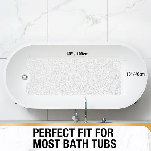 40 16 Inch, HITSLAM Non Slip Bathtub Mat x Extra Long Bath Mat for Tub, Soft PVC Loofah Shower Floor Mat with Drain