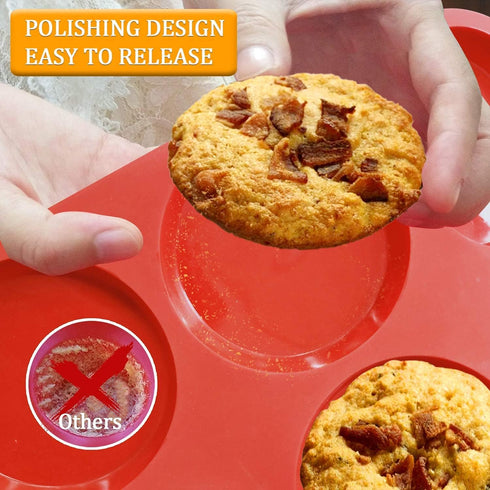 Walfos Silicone Muffin Top Pans - 4inch Jumbo Size Non-Stick Bakeware for Eggs, Hamburger Buns, Muffin Tops