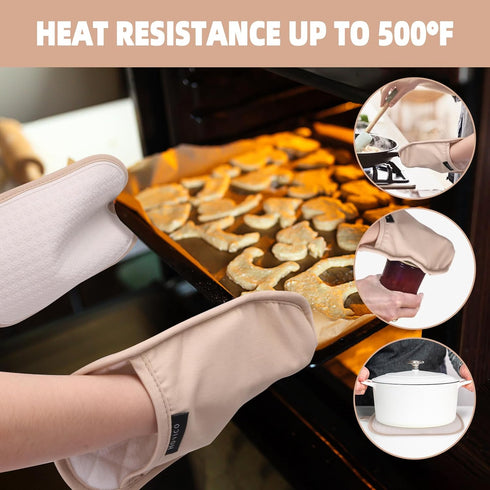 Hovico 2PCS Silicone Pot Holders, Heat Resistant Oven Mitts with Pockets, Non-Slip Hot Pads - Milkshake